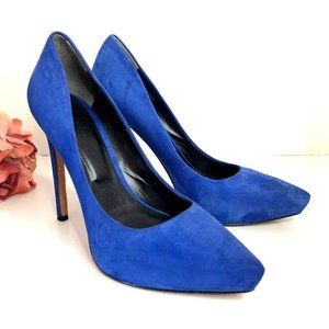 RACHEL ROY Blue Leather Suede Heels Slip On Pointed Toe Classic Pumps Size 6